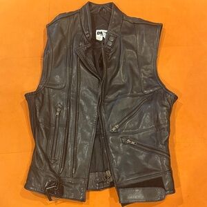 DKNY Black Leather Vest